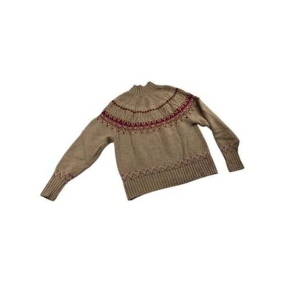 Vintage Abel & Lula Fair Isle Wool Blend Sweater With Ribbed Cuffs & Hem Beige B - Picture 2 of 5